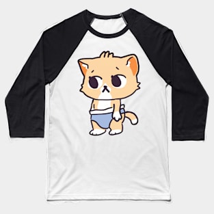 Orange Cat wearing Diaper Baseball T-Shirt